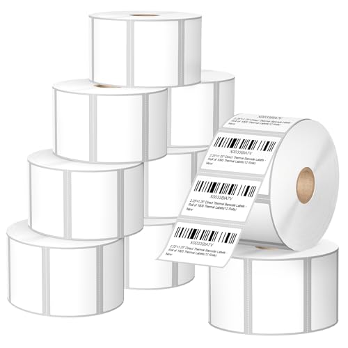 12 Rolls 2.25" X 1.25" Thermal Printer Labels, 1000/Roll - Direct Thermal Labels Compatible with Zebra & Rollo Printers
