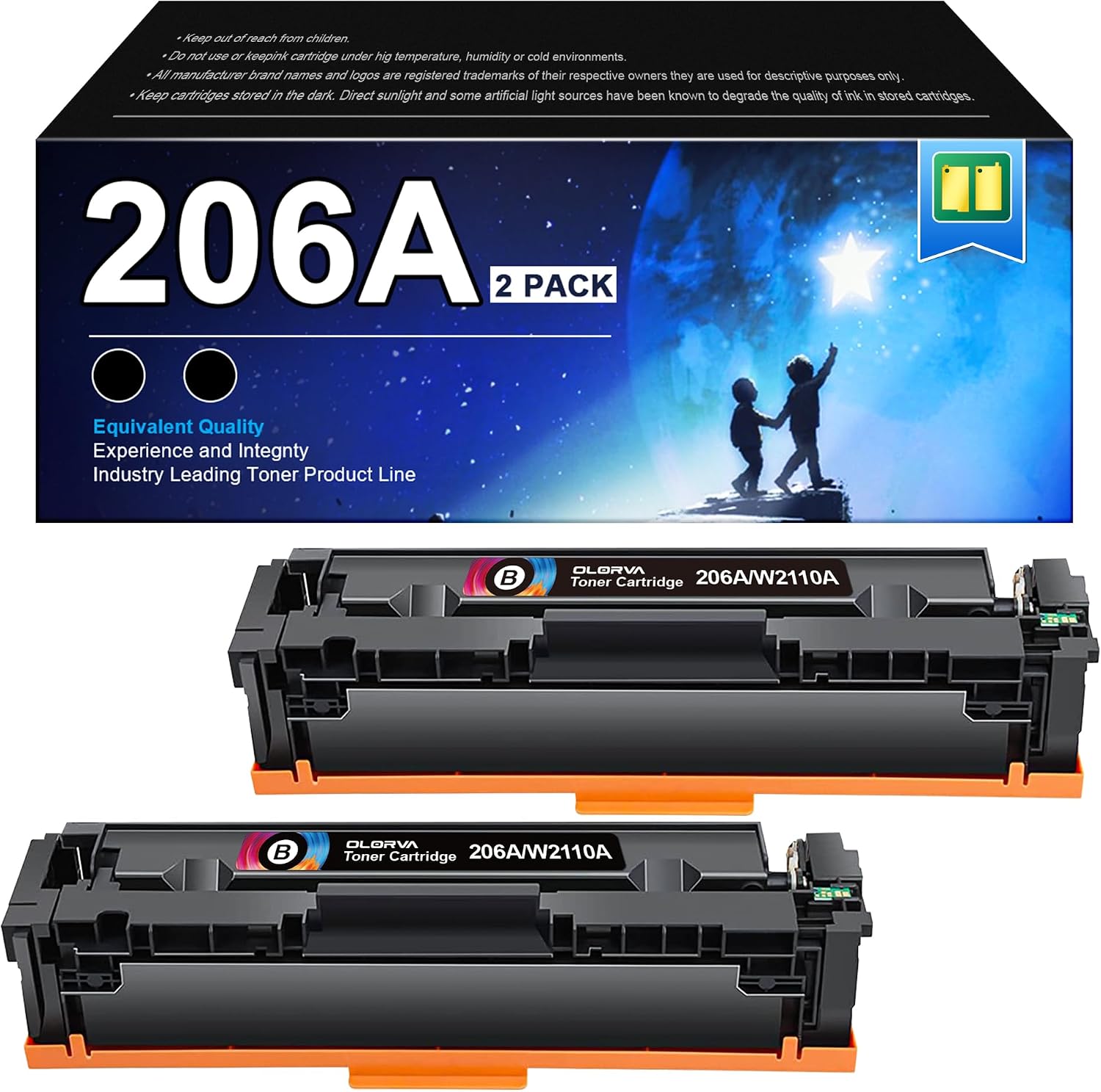 206A Black Toner Cartridge 2 Pack | Replacement for HP 206A 206X Compatible with HP Color Laserjet Pro MFP M283fdw M283cdw, M255dw, MFP M283 M255 Series | W2110A(2 Black)