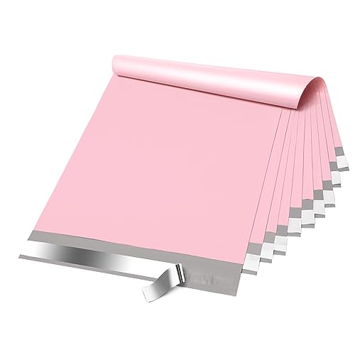 Fuxury Poly Mailers 14.5x19 Inch 200Pcs, Bulk Shipping Bags for Clothing, Strong Adhesive Shipping Envelopes for Small Business Suppliers,Waterproof Mailers Poly Bags Mailing Envelopes Pink