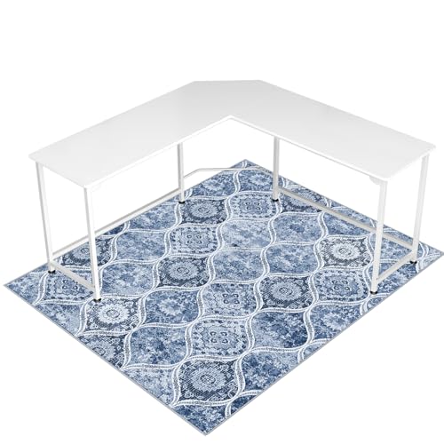 Office Chair Mat for Hardwood Floor&Tile Floor,48"X 60" Heavy Duty Desk Chair Mat for Hard Floors,Under Desk Rug for Rolling Computer Chair,Anti Slip,Low Pile Carpet Floor-Blue