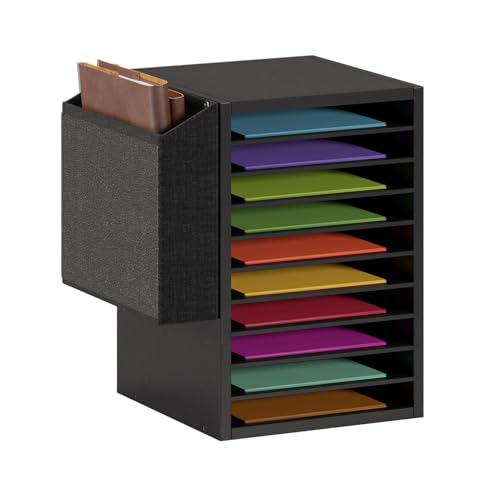 Unionly 10-Tier Wooden Mail Sorter (Black)