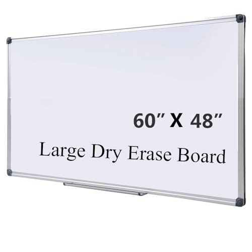 Premium 60"x 48" Magnetic Dry Erase Board with Aluminum Frame | Versatile Wall-Mounted Large Whiteboard with Pen Tray for Enhanced Office and Classroom Presentations & Collaborations
