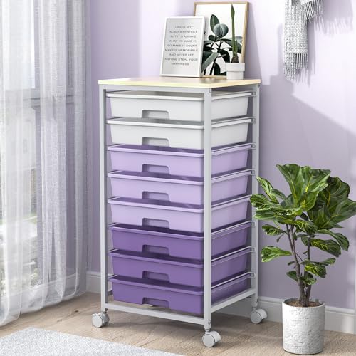 SYKIARIOL Rolling Cart with 8 Drawers