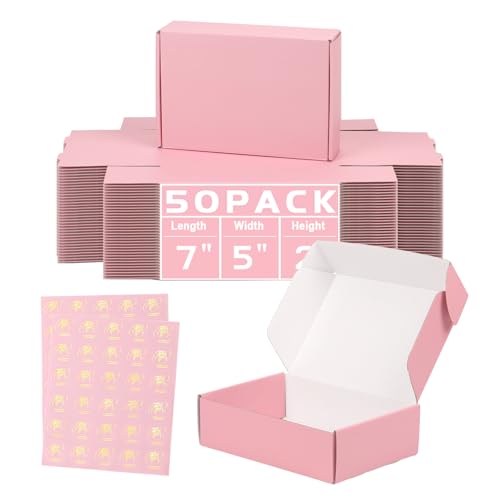 DERZIFUN 7x5x2 Pink Shipping Boxes