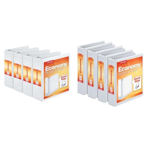 Cardinal Economy 3 Ring Binder 3 Inch 4 Pack, Holds 625 Sheets and Cardinal 1.5 Inch 3 Ring Binder 4 Pack, Holds 350 Sheets