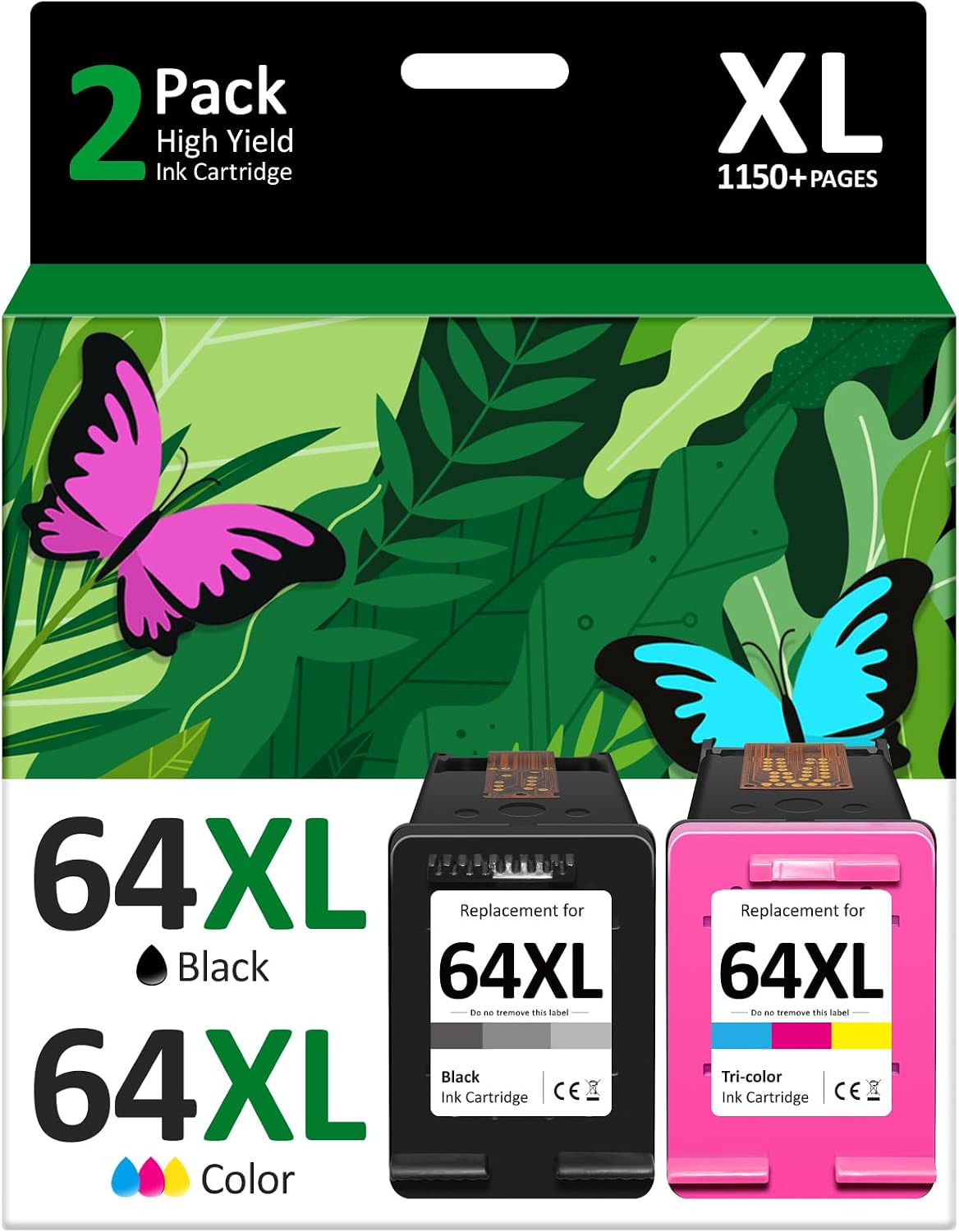 64XL Ink Cartridge Black and Color Combo Pack Compatible for HP Ink 64 Fit for Envy Photo 7855 7858 7155 6252 6255 7800 7158 Tango Series Printer