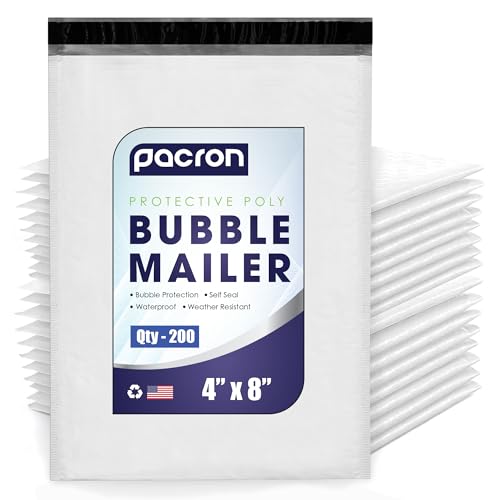 PACRON 200-Pack 4 x 8 Bubble Mailers