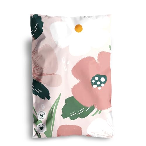 Poly Mailers 6 x 9 Inch - 100 pack Biodegradable Shipping Bags for Stationery and Small Accessories - Impack Self-Seal Waterproof Thick Mailing Envelope for Small Items - Pastel Petals