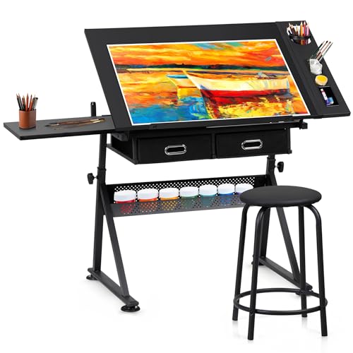 ZENY Adjustable Drafting Table with Stool
