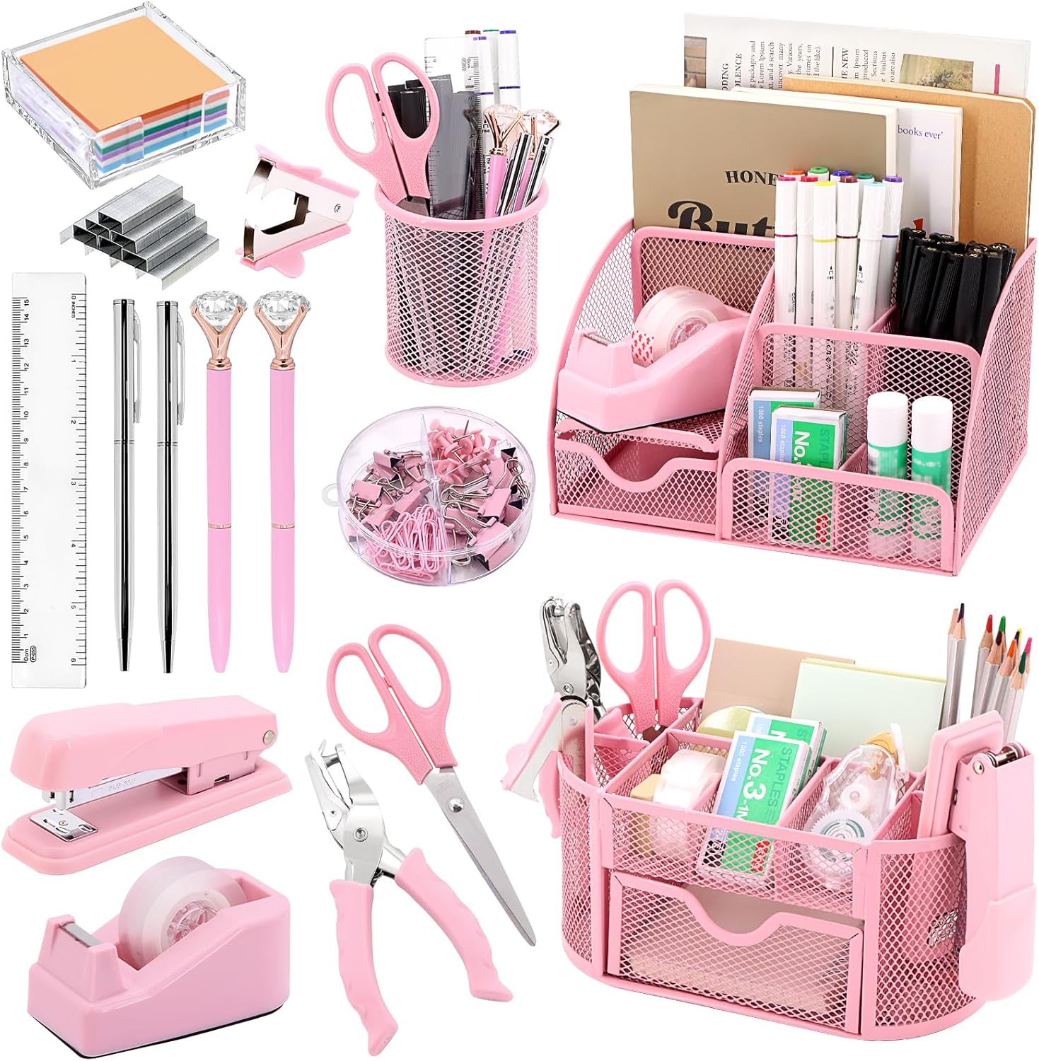 17-in-1 Pink Desk Set