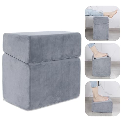 ROYALAY Adjustable Foot Rest Under Desk for Office, High-Density Foam Foot Rest with 3 Adjustable Heights, Ergonomic Footrest with Washable Cover for Home, Airplane, Travel(17 * 11 * 17in, Gray)