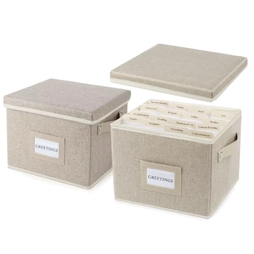 HLWGOG Greeting Card Organizer Box (Beige)