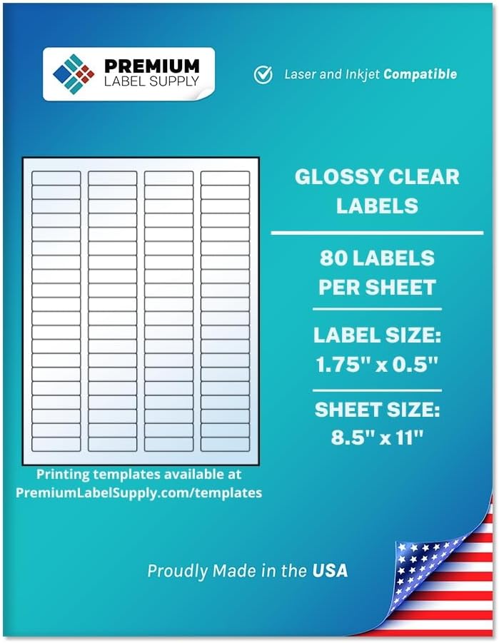Premium Label Supply Glossy Clear Return Address Labels