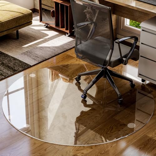 Easly 55" Round Tempered Glass Chair Mat