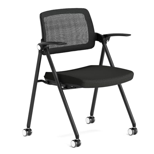 FYLICA Stackable & Foldable Office Chair (Black,1)