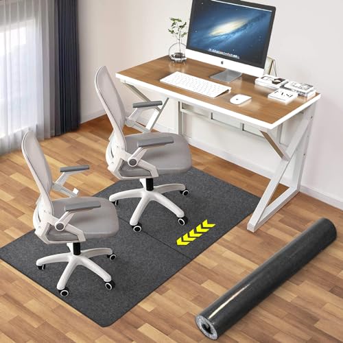 2 Pack Desk Chair Mat for Hardwood Floor & Tile 55"x35" Office Chair Mat for Rolling Chairs Large Anti-Slip-Recyclable Material Computer Chair Rug