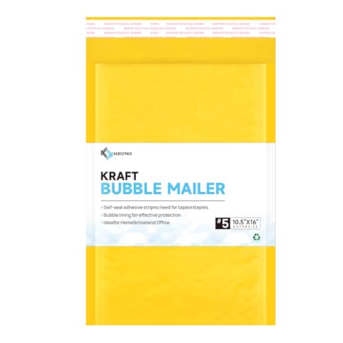 Kkbestpack 10.5x16 Inch Kraft Bubble Mailers #5, Self-Seal Padded Mailing Envelopes, Pack of 100