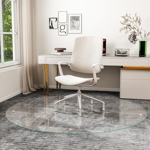 Koonmi 55" x 55" Tempered Glass Chair Mat