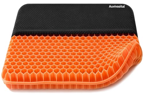 Plus Size Gel Seat Cushion for Long Sitting, Extra Large and Thick, Gel Seat Cushion for Back, Hip, Sciatica, Tailbone Pain Relief, Use for The Office, Wheelchair, Car, Truck, Stadium.(Orange)