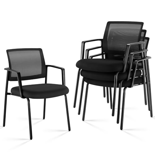 Sweetcrispy Mesh Back Stacking Arm Chairs (4 Pack)