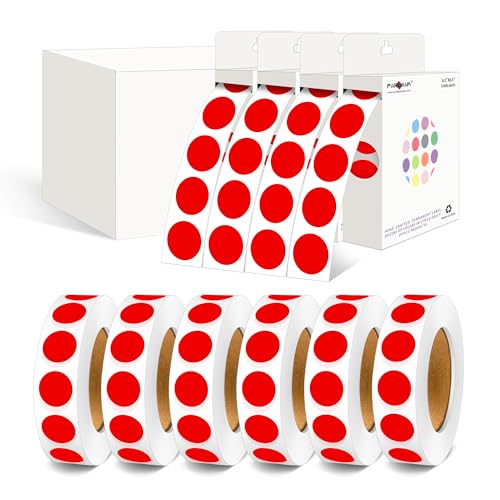 PARLAIM 1/2 Inch Diameter Dot Stickers, 10 Rolls 10000pcs Red Self-Adhesive Color-Code Dot Stickers Permanent Adhesive Round Circle Labels for Office Classroom