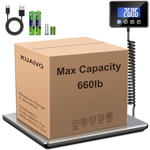 Shipping Scale, 660lbs Heavy Duty Digital Postal Scale for Packages, 0.7oz High Accurate Postage Scale for Small Business, Luggage, Home Use, Battery & Charging Cable Include