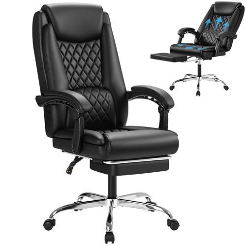 Furmax Office Chair with Footrest Ergonomic High Back Design Executive Computer Desk Chair400lbs, 90-135 Reclining Leather Home Office Desk Chairs Swivel Task Chairs with Wheels(Black)