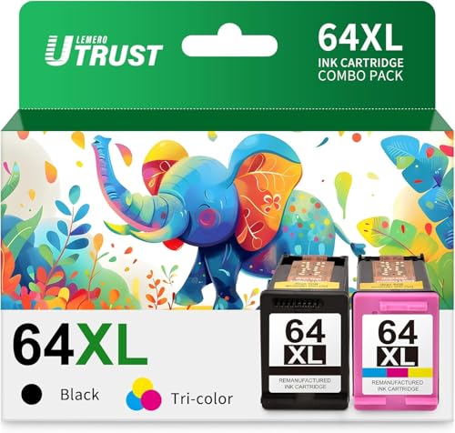LEMERO UTRUST 64XL Ink Cartridges Black/Color Combo Pack Replacement for HP Ink 64 64XL for HP Envy Photo 7855 7858 7155 7120 7800 6252 6255 7158 7100 Tango Printer