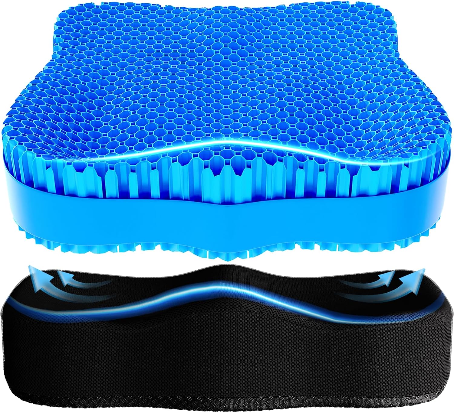 Gel Seat Cushion for Office Chair 3.54in Thick Ergonomic Gel Chair Cushion Seat Pad for Long Sitting Relieve Sciatica Back,Pressure Sore Ulcer Pain,Seat Cushion for Wheelchair Office Chairs Car Seats