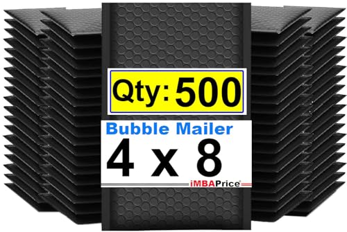 iMBAPrice 4x8 Inch Black Poly Bubble Mailers (500-Pack)