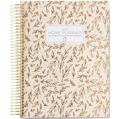 Home Planner 2025 (Leaf) | Work from Home Planner w/Stickers | Daily Checklist | Monthly Budget Worksheet | Monthly Calendar Layout | Vacation Checklist | Coil Binding | Poly Laminated Cover
