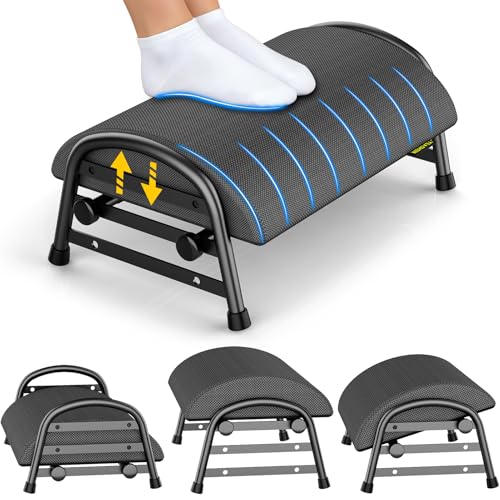 Comfortable Foot Stool for Desk, Adjustable Height Footrest with Washable Cover, Under Desk Foot Rest for Office