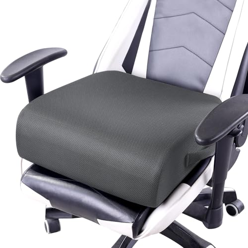 MABOZOO Extra Thick Chair Cushions,Office Chair Booster Seat Cushion to Raise Seat Height for Pain Relief,18 x 16 x 6 inch Non Slip Memory Foam Thick Cushion with Carry Handle(Dark Grey)