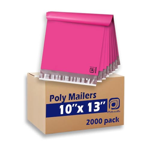 POLYSELLS 2000 pcs 10x13 Inches Pink Poly Mailers Shipping Envelopes, Strong Adhesive Sealing, Waterproof, and Tear-resistant Postal Mailing Bags for Clothing, Books, and Accessories