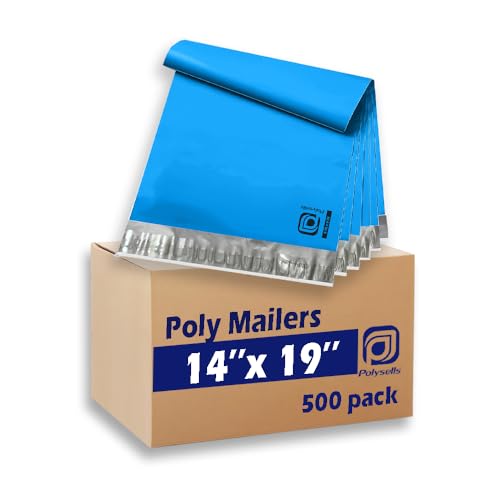 POLYSELLS 500 pcs 14.5x19 Blue Poly Mailers