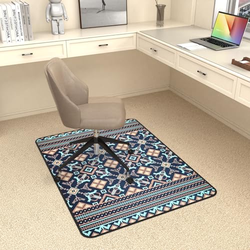 Heavy Duty Office Chair Mat for Carpet and Hardwood Floor Bohemian Desk Chair Mat Rug 36'' x 48'' Jacquard Woven Surface Floor mats for Office Home