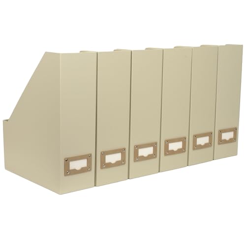BLU MONACO Set of 6 Foldable Magazine File Holders (Beige Linen)