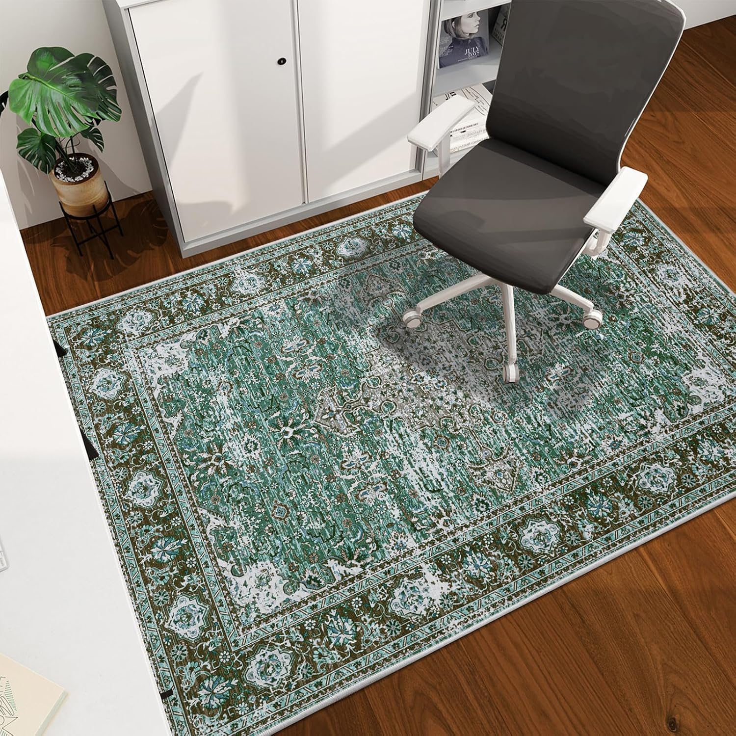 Office Chair Mat for Hardwood Floor, 60"x45" Easy Glide Computer Desk Mat Protector for Rolling Chair Under Desk Rug Nonslip Backing, Machine Wash, (Modern)