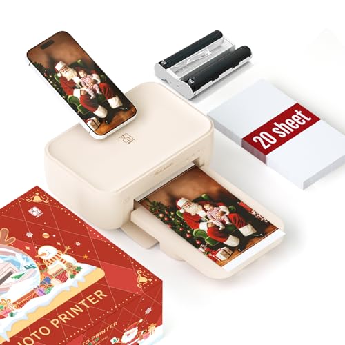 HPRT Photo Printer 4x6,+20 Sheets&1ribbon, Picture Printer for iPhone, Android, Smartphone, AR Video Printing, Portable Photo Printers CP4100