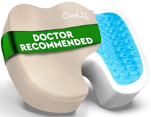 ComfiLife Premium Gel & Memory Foam Seat Cushion  Doctor Recommended Office Chair Cushion, Car Seat Cushion  Chair Cushions for Back & Sciatica Pain Relief  Seat Cushions for Office & Desk (Beige)