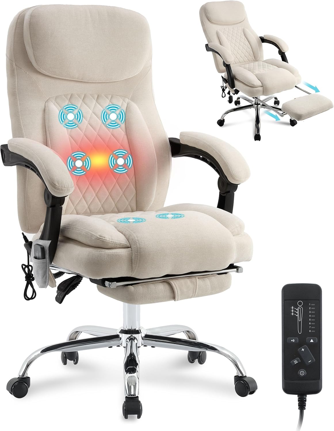 6-Point Massage Office Chair (Beige)