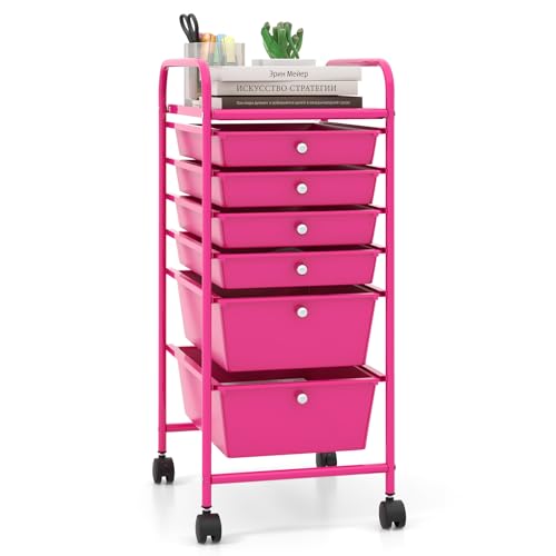 Giantex 6-Drawer Rolling Cart (Macaron)
