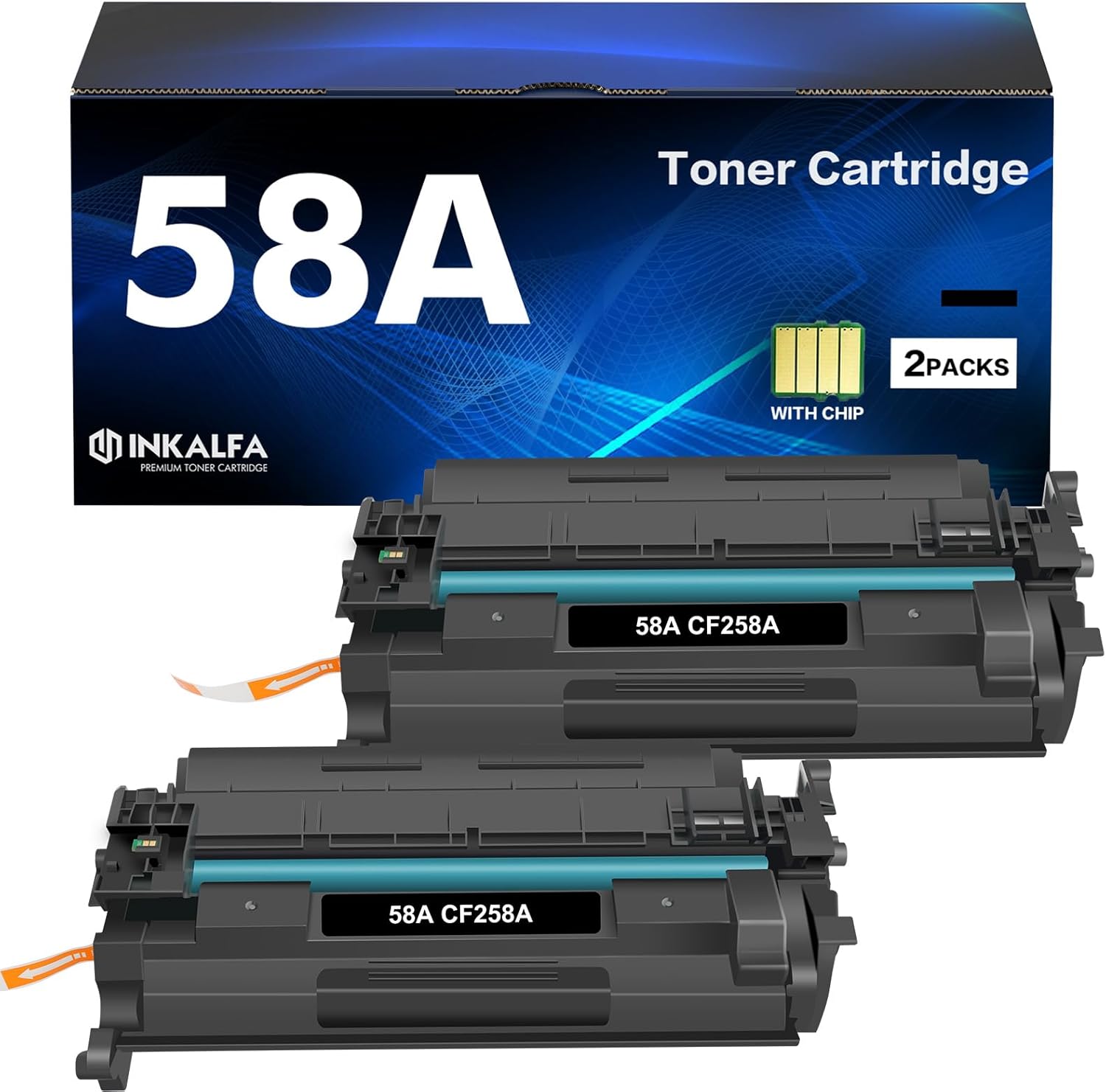 CF258A 58A Toner Cartridge Black 58X CF258X Compatible Replacement for HP 58A CF258A M428fdw for HP Laserjet MFP M428fdw M428fdn M428dw M404 M428 Pro M404n M404dn M404dw Printer 2 Pack with Chip