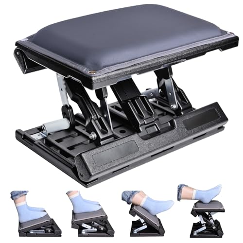 Scalebeard Foot Rest for Under Desk at Work, Height Adjustable Infinite Angle Under Desk Footrest, Ergonomic Foot Stools for Under Office Desk, Height Up to 10.6", Large 15.75" x 12.4" Panel