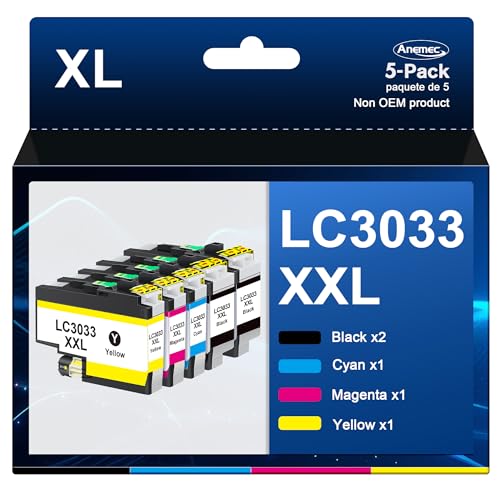 LC3033 XXL Ink Cartridges Super High Yield Compatible for Brother LC3033 Ink Cartridges LC3033XXL LC3035 Combo Pack Work for MFC-J995DW MFC-J805DW MFC-J815DW MFC-J995DW XL MFC-J805DW XL Printer,5-Pack