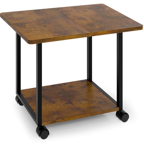 MARTY 22"x15.75" Large Under Desk Printer Stand with Storage Shelf 2-Tier Rolling Printer Cart with Wheels Printer Table for Home Office Heavy Duty Storage Rack for Scanner Fax Machine, Rustic Brown