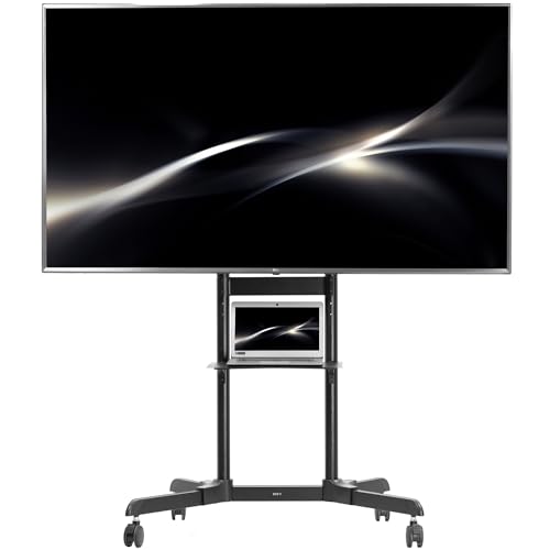 VIVO Mobile TV Cart for 55 to 100 inch Screens up to 165 lbs, LCD LED OLED 4K Smart Flat and Curved Panels, Rolling Stand with Laptop DVD Shelf, Locking Wheels, Max VESA 800x600, Black, STAND-TV100E