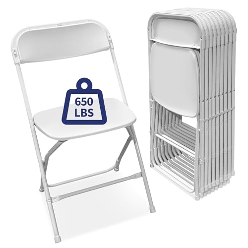 hiLISS White Folding Chairs 10-Pack
