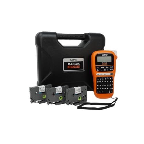 Brother PT-E110BP Contractor Kit: P-Touch Handheld Industrial Label Printer Plus 3 Tapes (up to 12mm Labels)