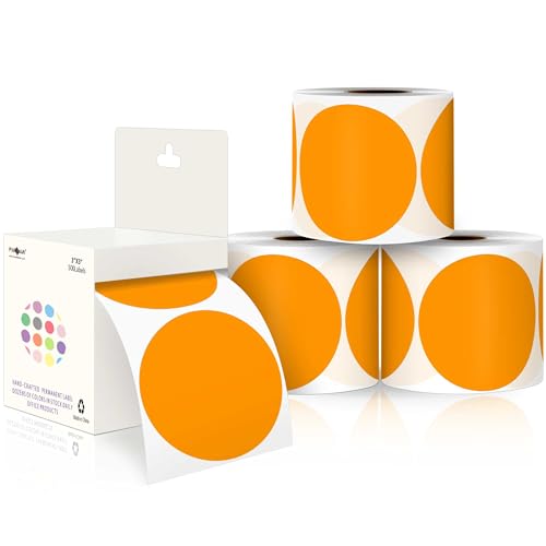 PARLAIM 3Color Coding Labels Stickers,4Rolls/2000per Dispenser Box Round Adhesive Circle Dot Stickers for Inventory Office Home (Orange)